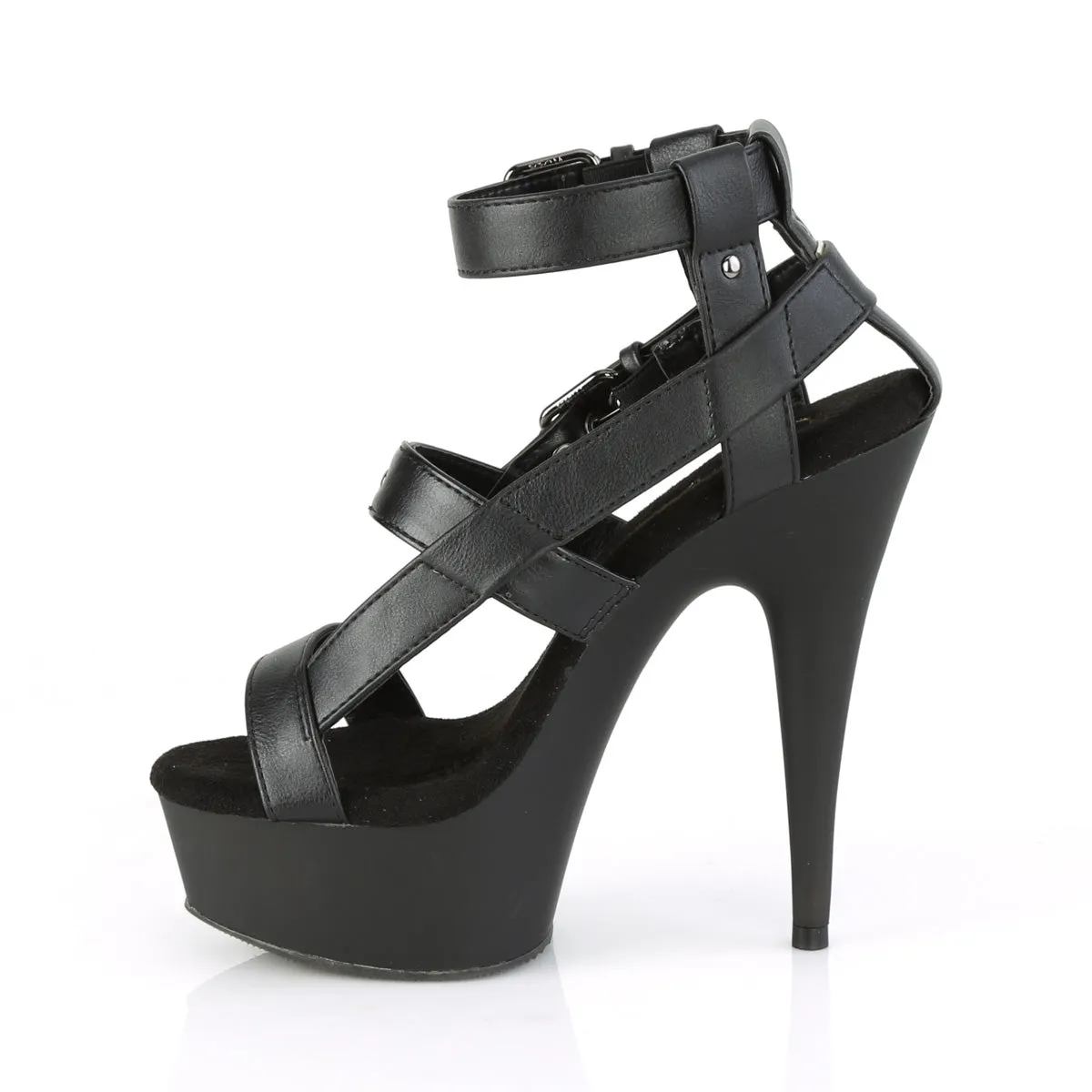 DELIGHT-637  Black Faux Leather/Black Matte