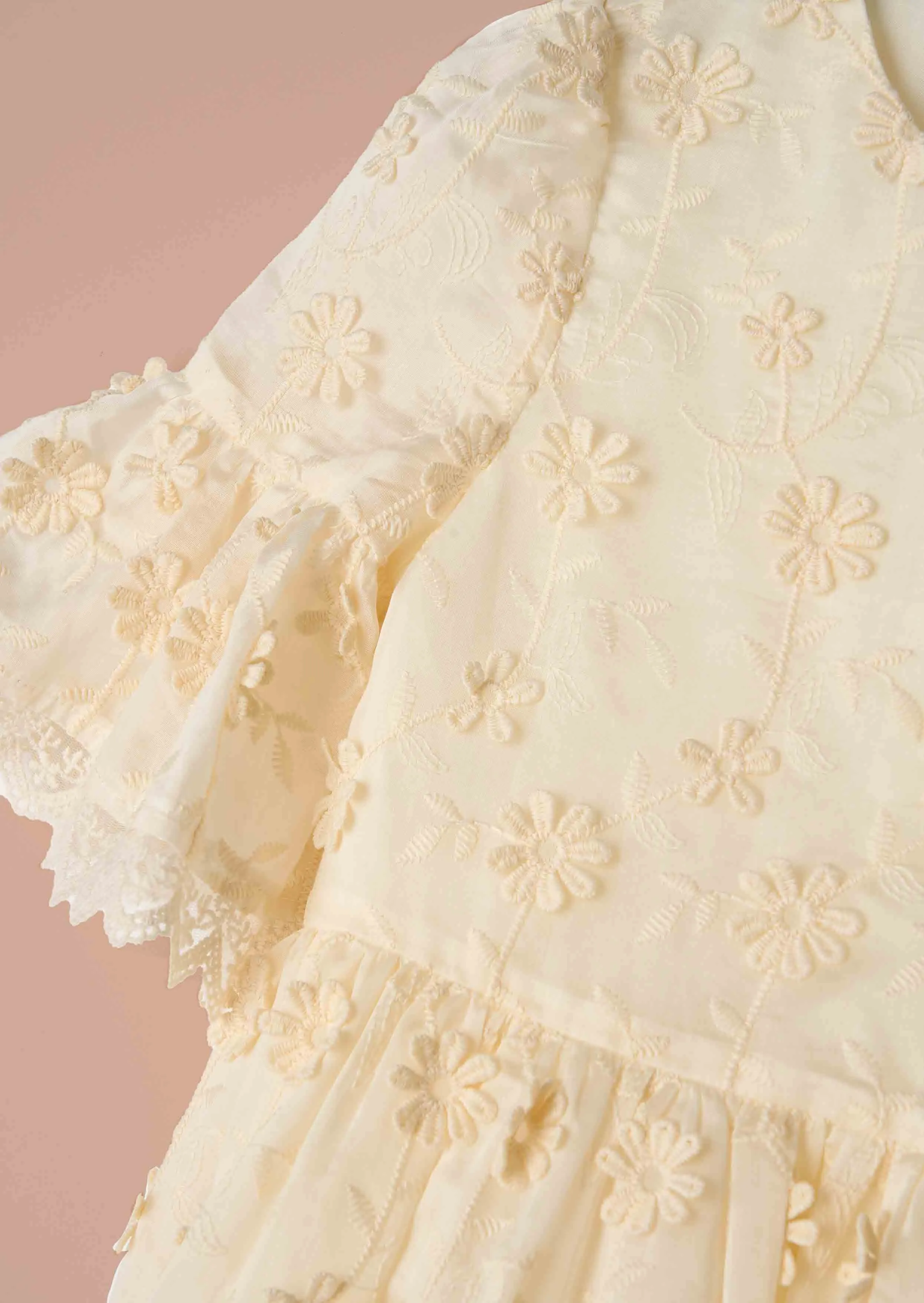 Delphine Cream Embellished Swing Dress