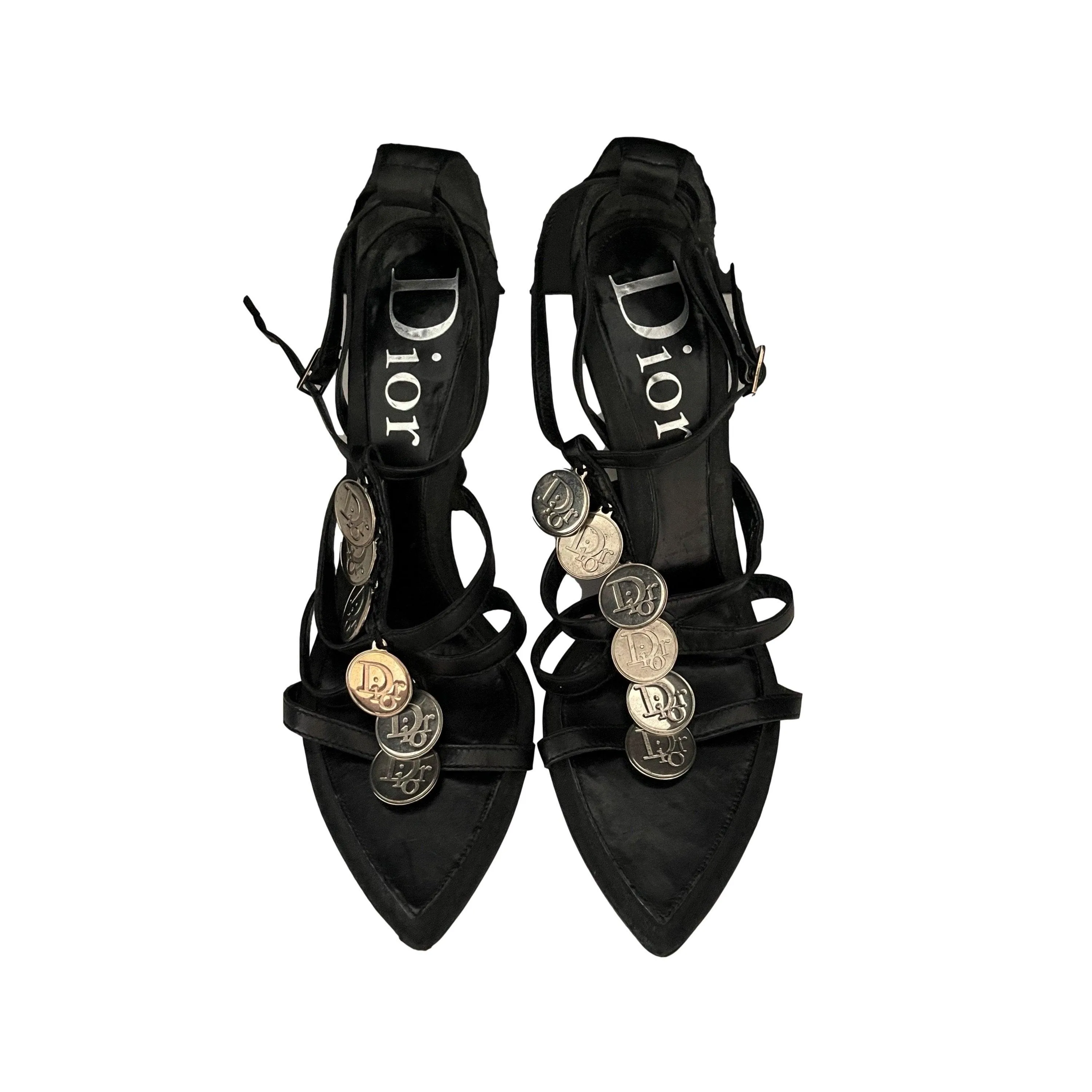 Dior Black Logo Coin Heels