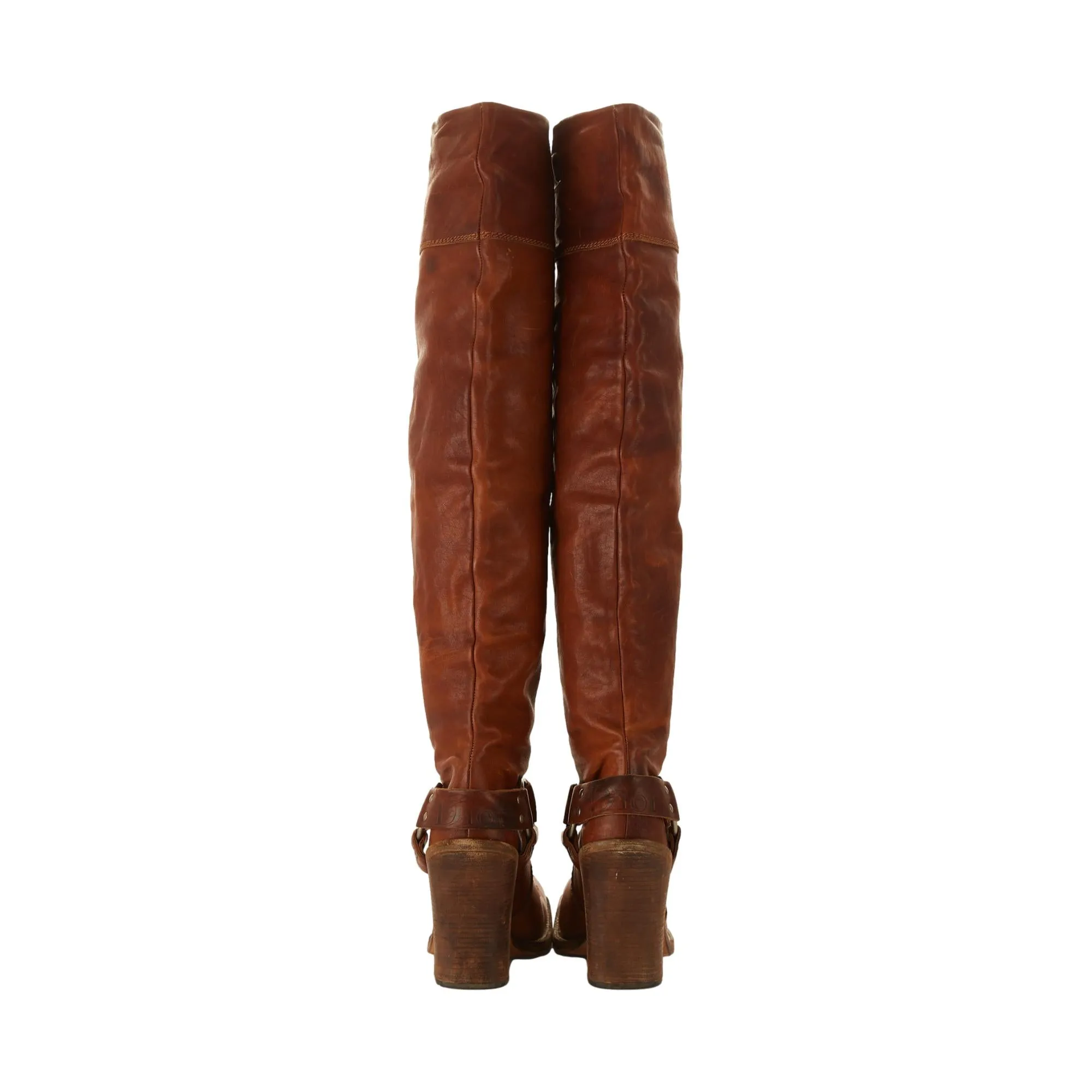 Dior Brown Over Knee Western Boots