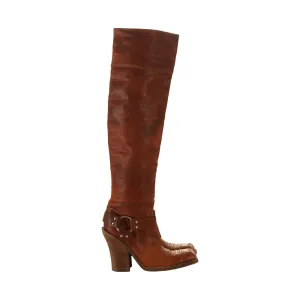 Dior Brown Over Knee Western Boots