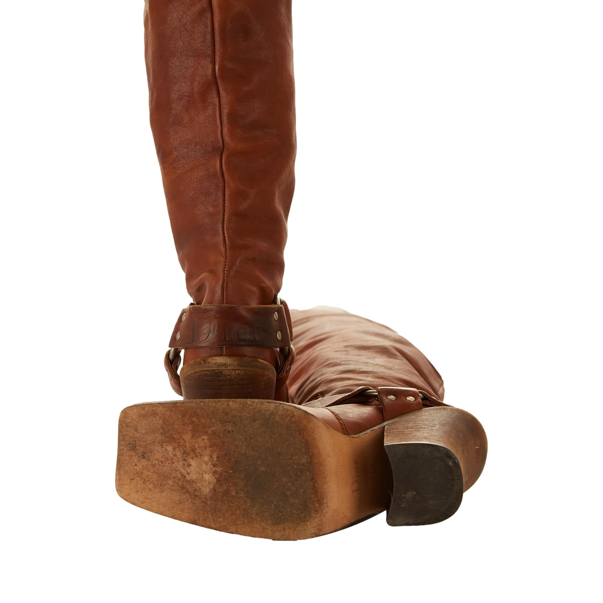 Dior Brown Over Knee Western Boots