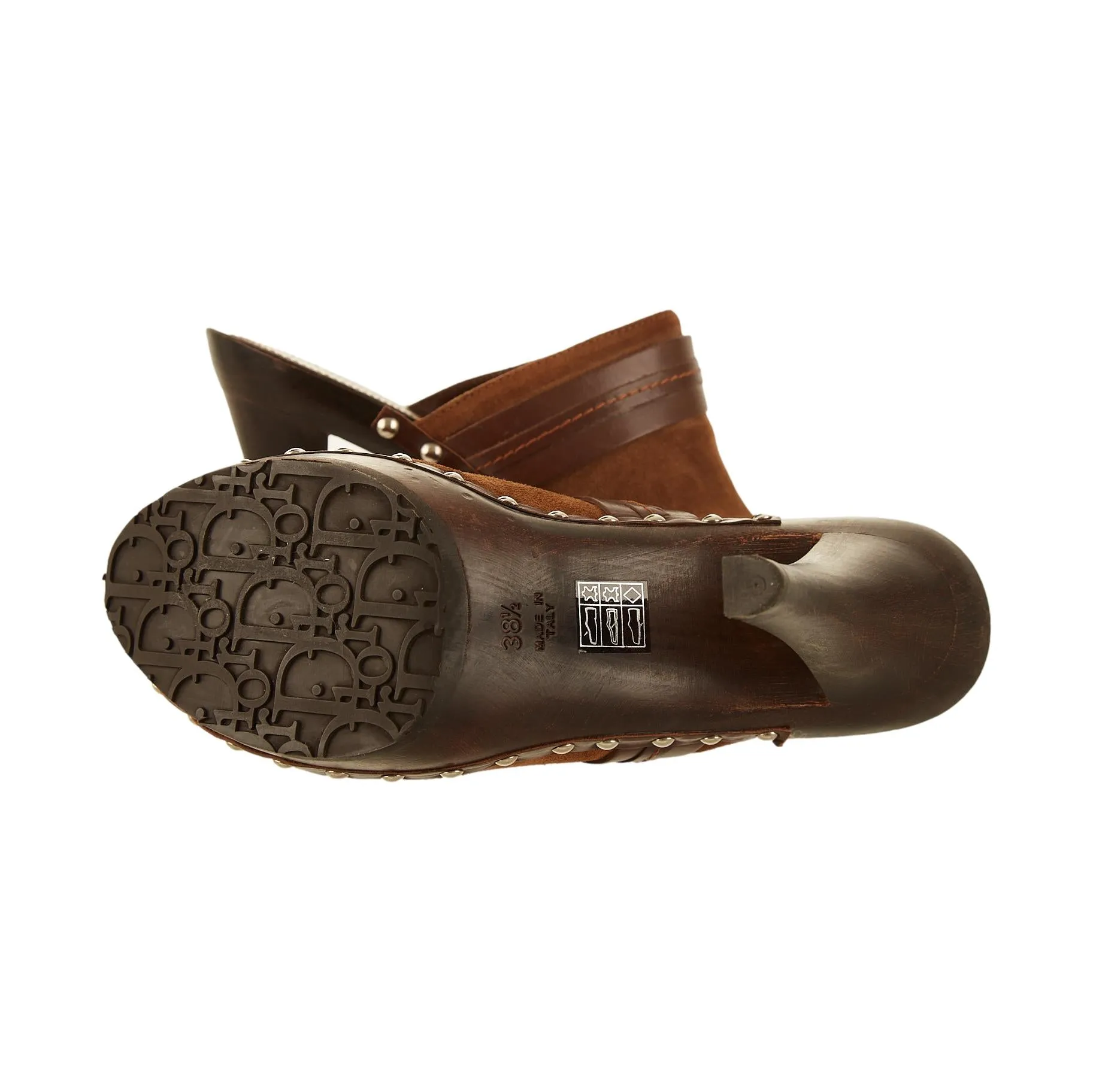 Dior Brown Peace Logo Clogs