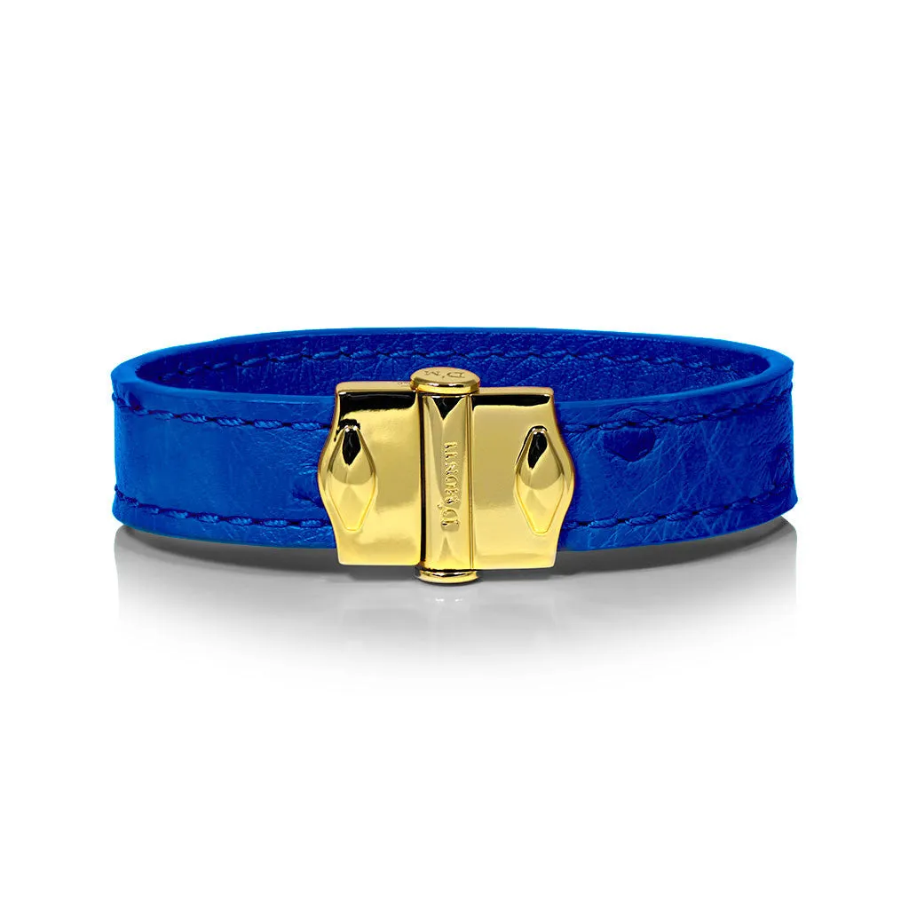 D'Monti Monaco Blue - France Luxe Genuine Ostrich Leather Womens Bracelet