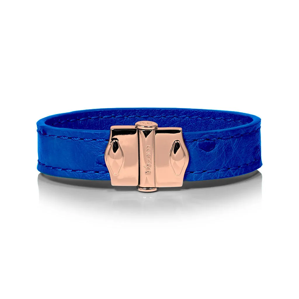 D'Monti Monaco Blue - France Luxe Genuine Ostrich Leather Womens Bracelet