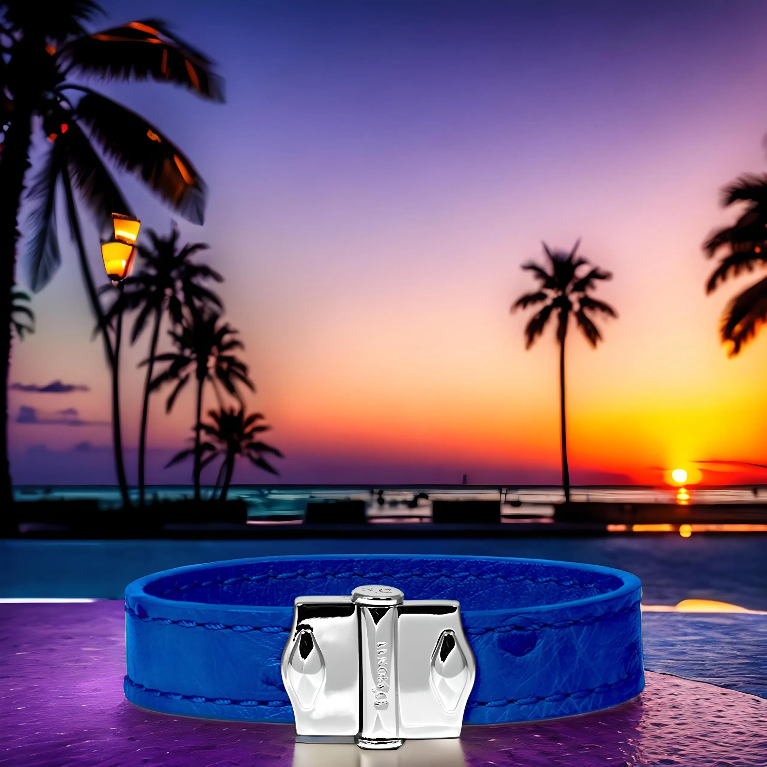 D'Monti Monaco Blue - France Luxe Genuine Ostrich Leather Womens Bracelet