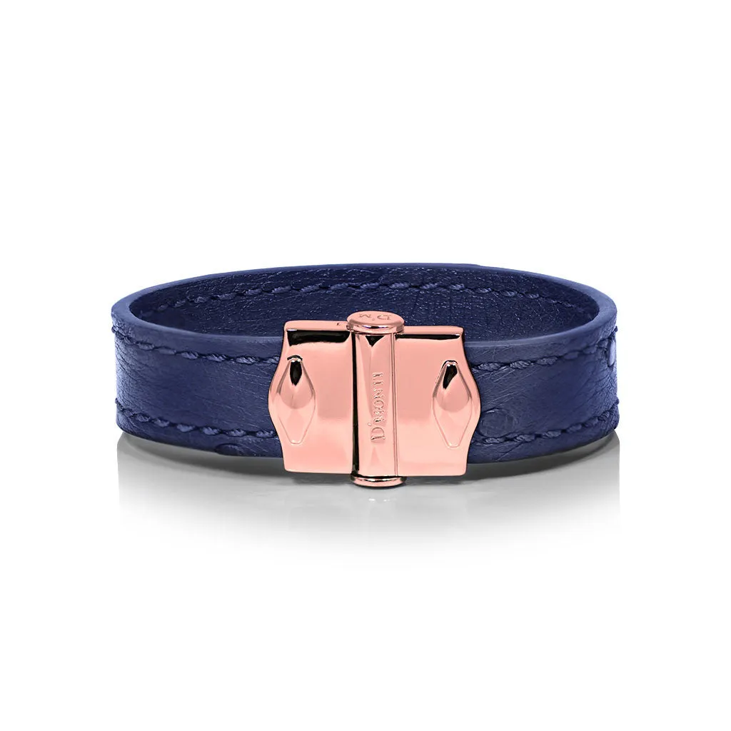 D'Monti Navy Blue - France Luxe Genuine Ostrich Leather Womens Bracelet