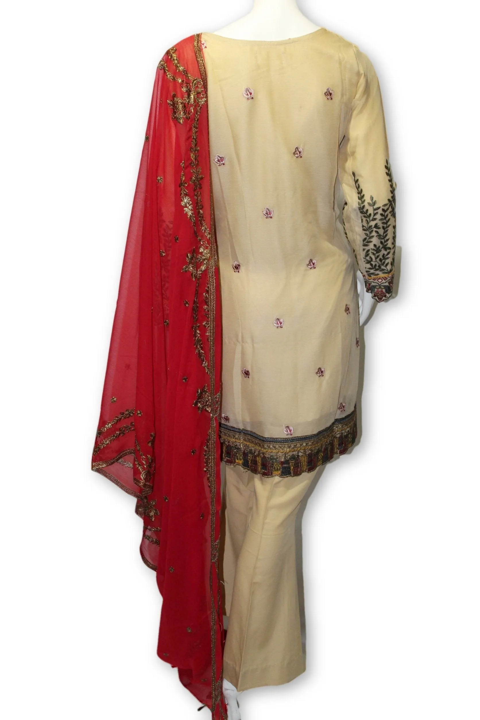 E01 Pakistani Indian 3 Pc Party Wear Chiffon Dress