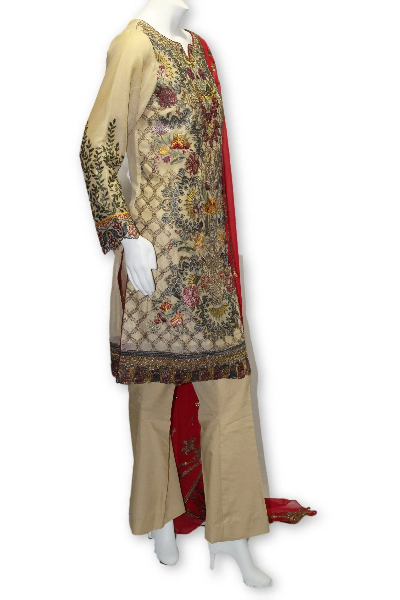 E01 Pakistani Indian 3 Pc Party Wear Chiffon Dress