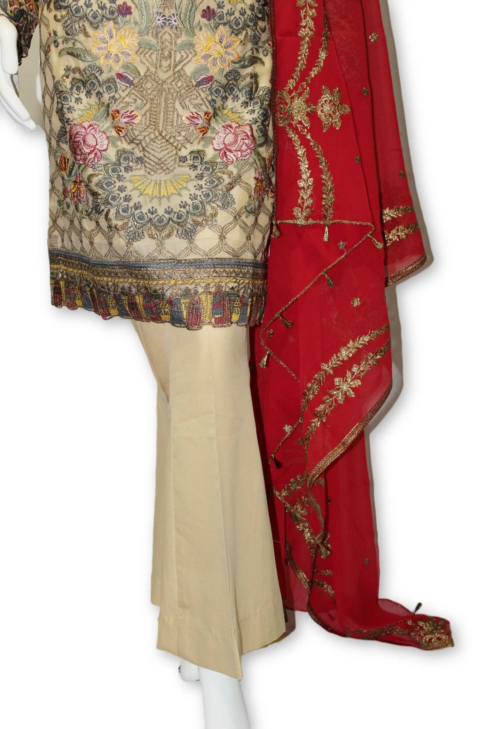 E01 Pakistani Indian 3 Pc Party Wear Chiffon Dress