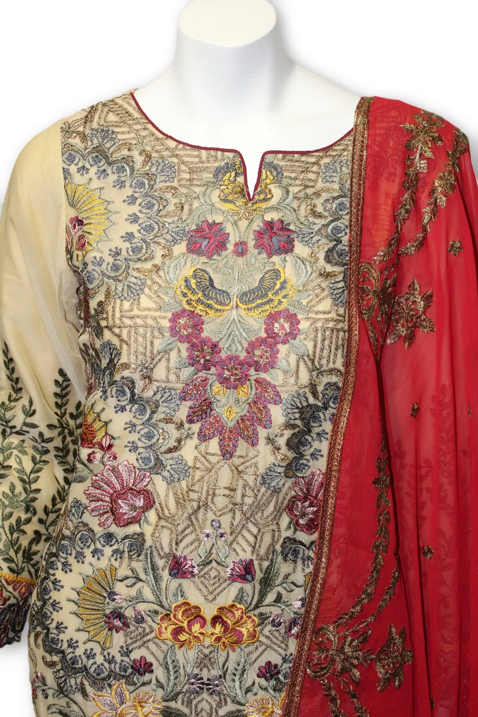 E01 Pakistani Indian 3 Pc Party Wear Chiffon Dress