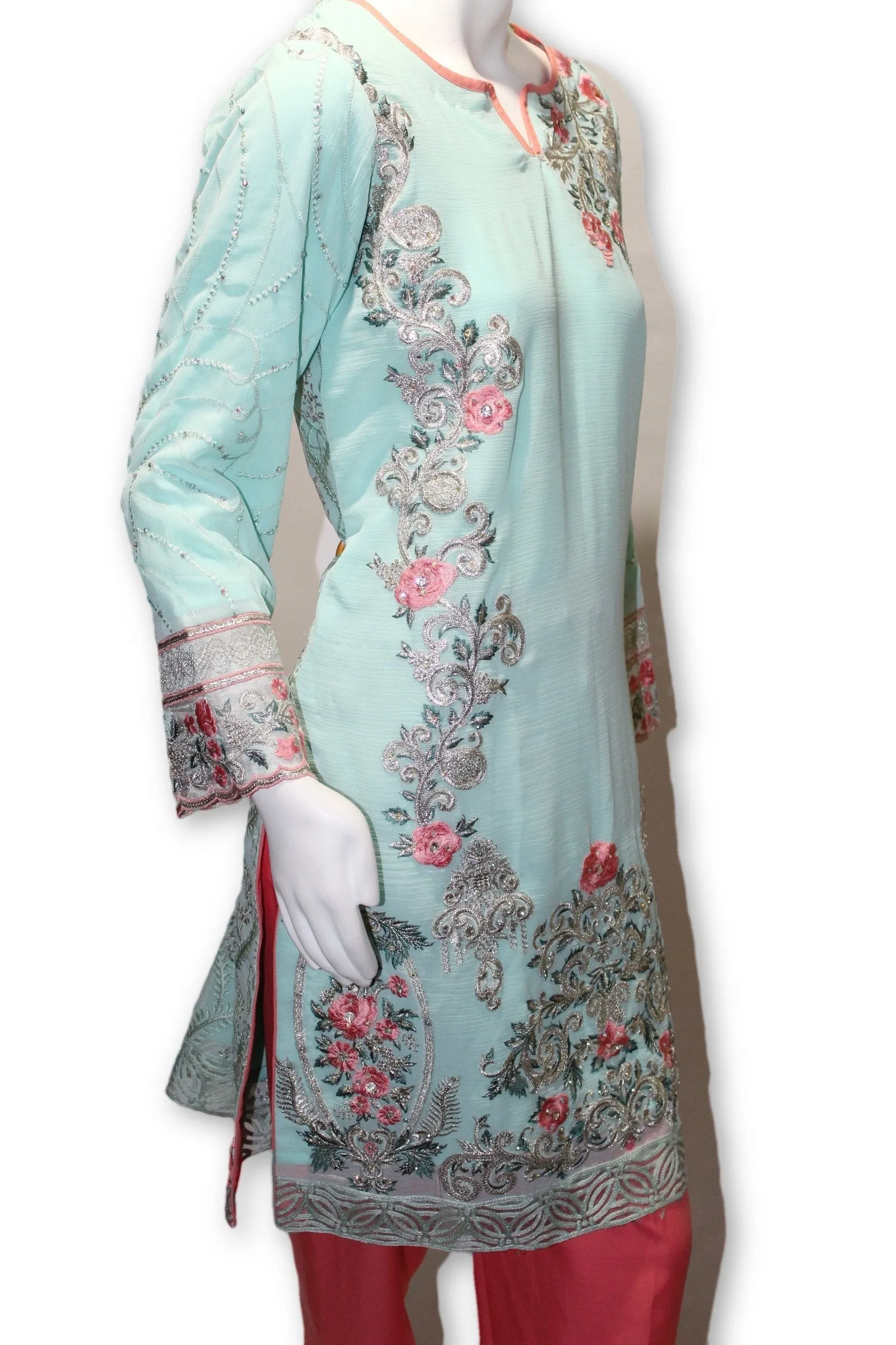 E04 Pakistani Indian 3 Pc Party Wear Chiffon Dress