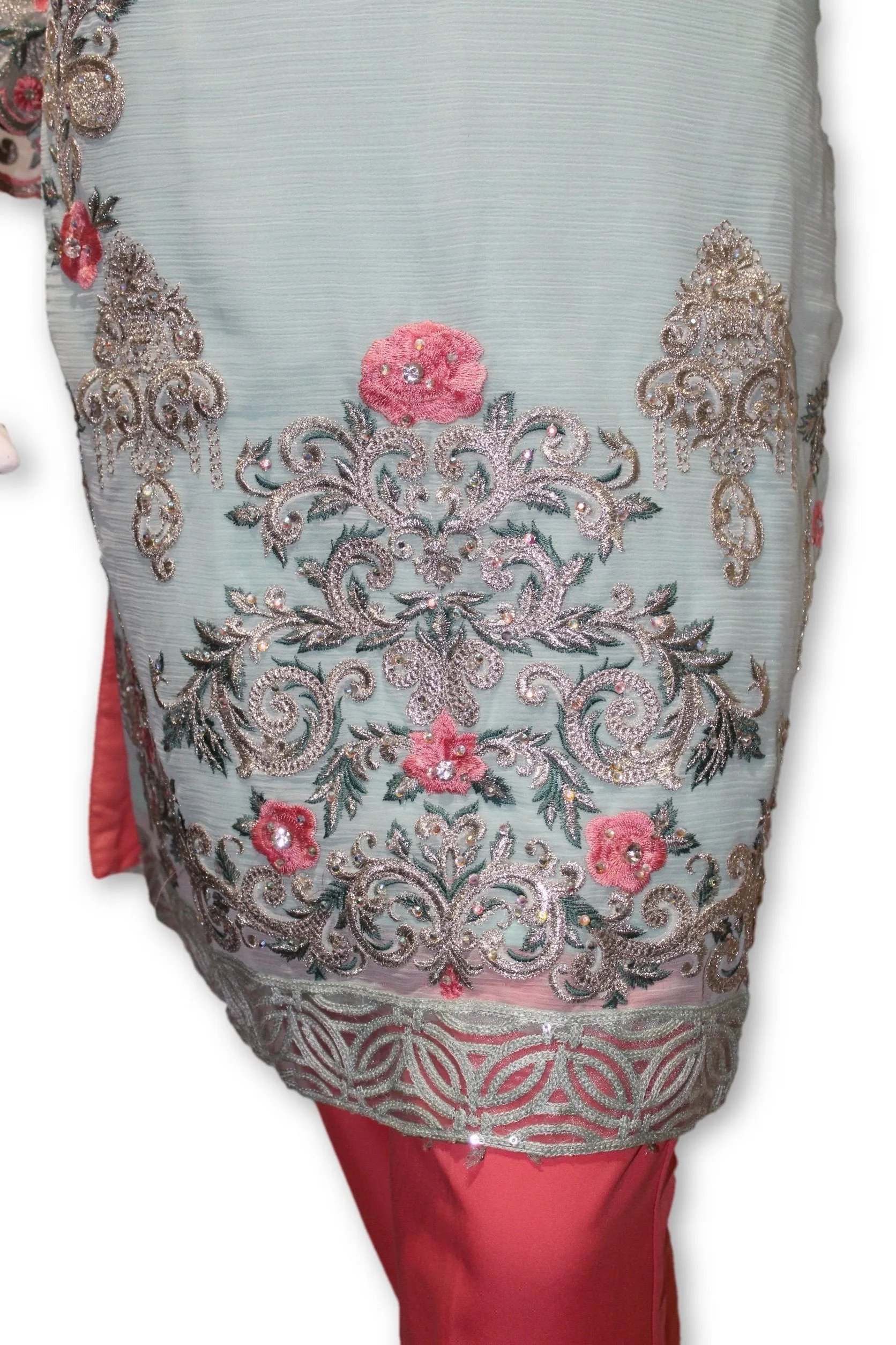 E04 Pakistani Indian 3 Pc Party Wear Chiffon Dress