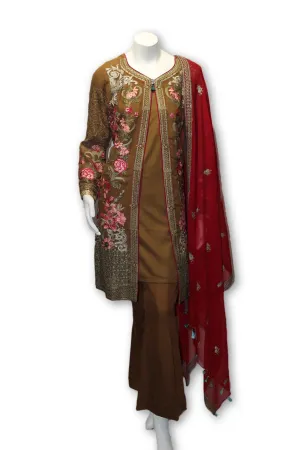 E06 Pakistani Indian 3 Pc Party Wear Chiffon Dress
