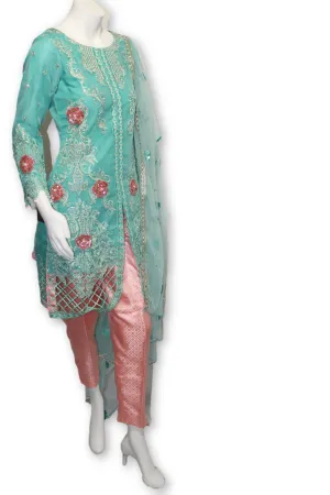 E21 Pakistani Indian 3 Pc Party Wear Net Dress