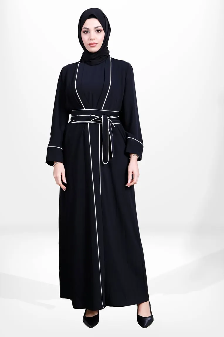 Elegant Black Three-Piece Abaya Set