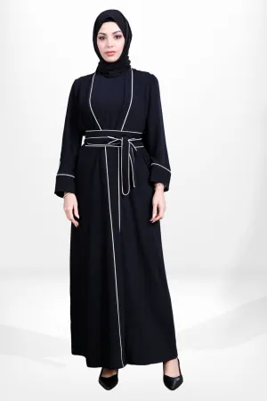 Elegant Black Three-Piece Abaya Set