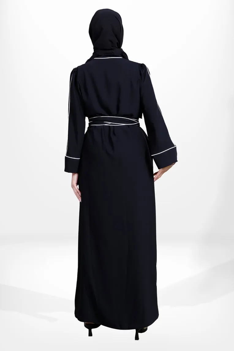 Elegant Black Three-Piece Abaya Set