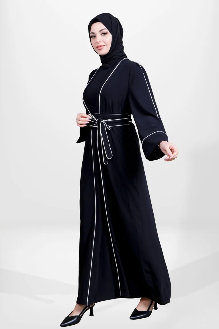 Elegant Black Three-Piece Abaya Set