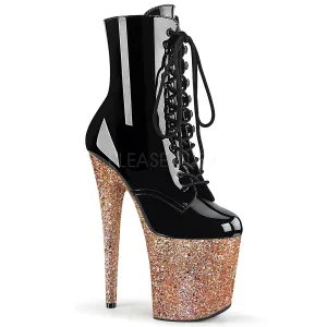 FLAMINGO-1020LG  Black Patent/Rose Gold Glitter
