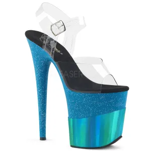 FLAMINGO-808-2HGM  Clear/Turquoise Glitter-Hologram