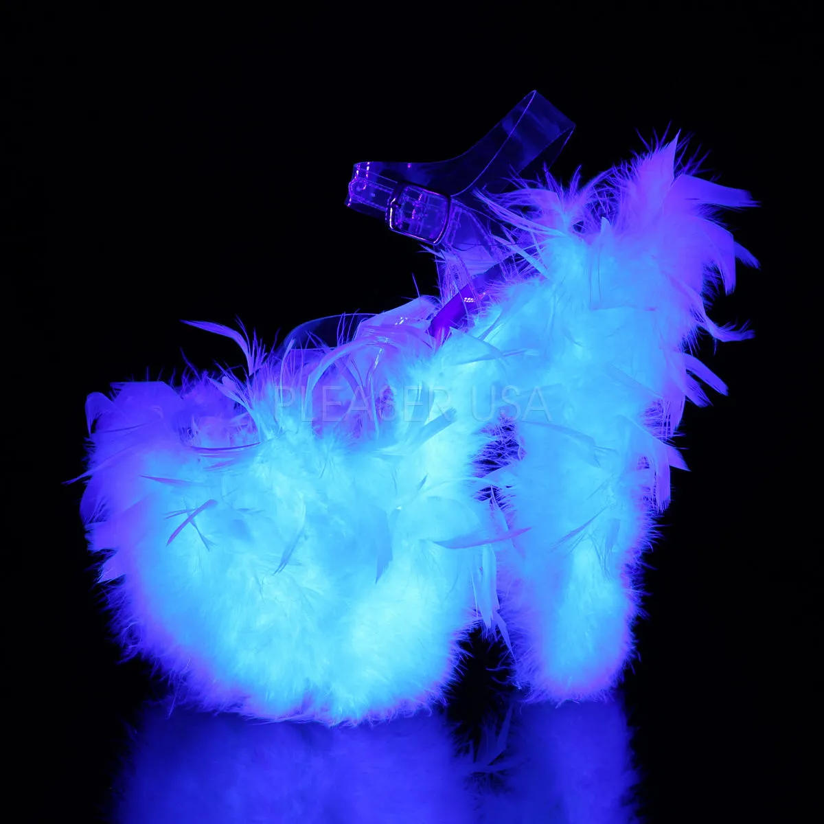 FLAMINGO-808F  Clear/Neon White Marabou Feather
