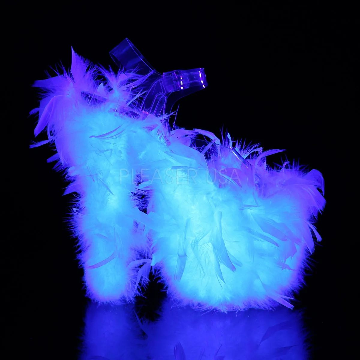 FLAMINGO-808F  Clear/Neon White Marabou Feather