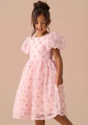 Francine Pink Embellished Puff Sleeve Dress