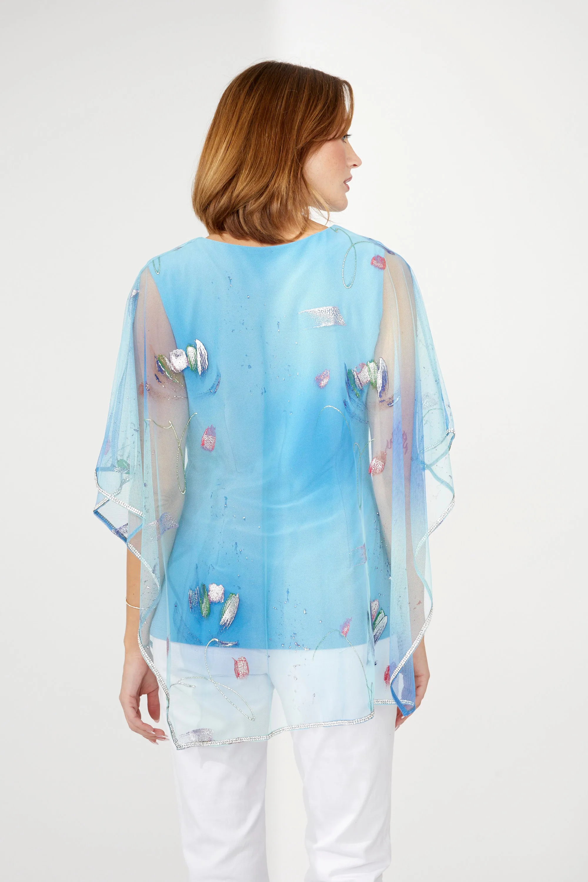 FRANK LYMAN- WOMEN'S EMBELLISHED V-NECK PULLOVER TOP