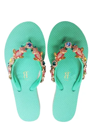 Frog Rhinestone Green Flip Flop
