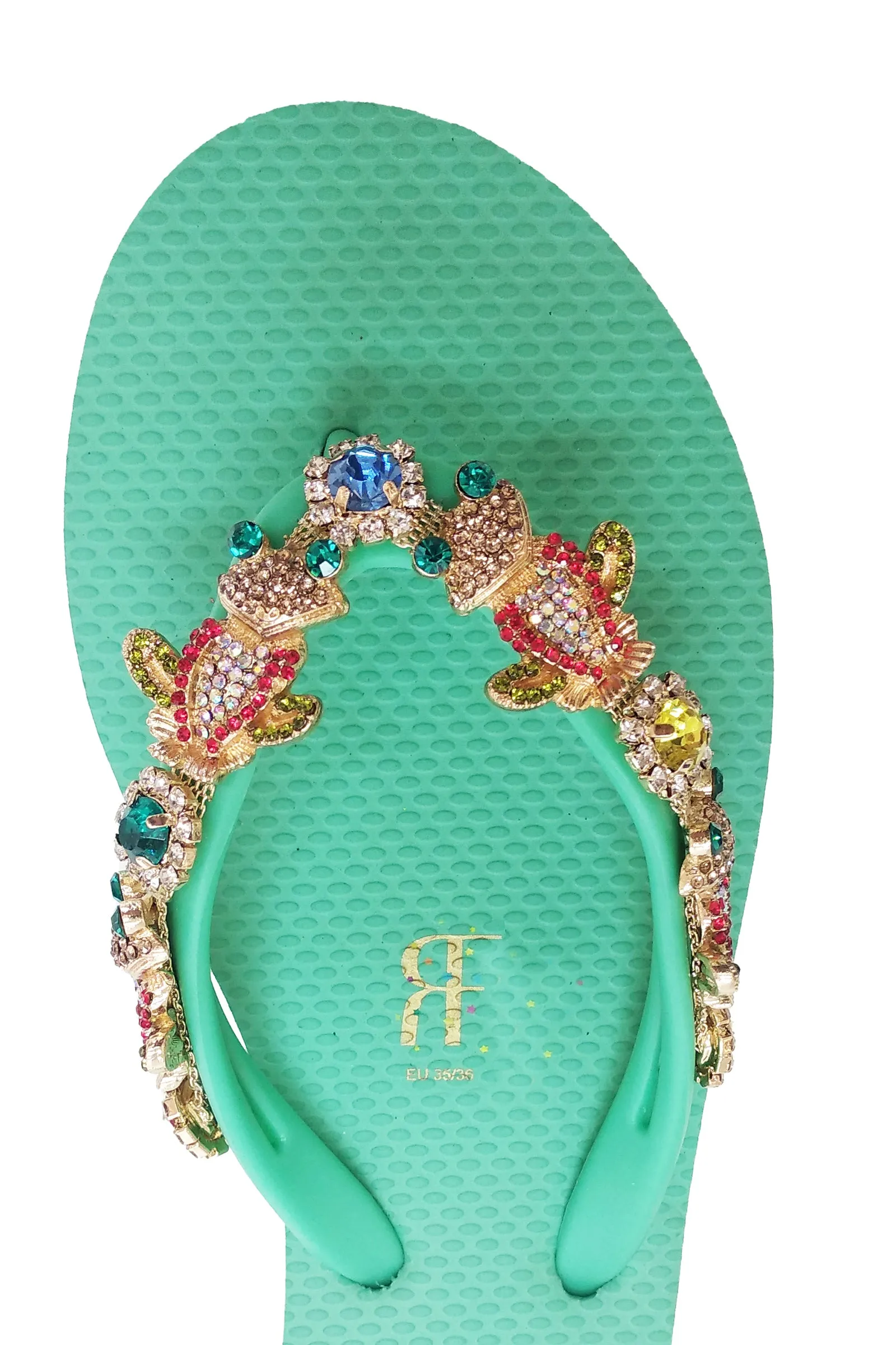 Frog Rhinestone Green Flip Flop