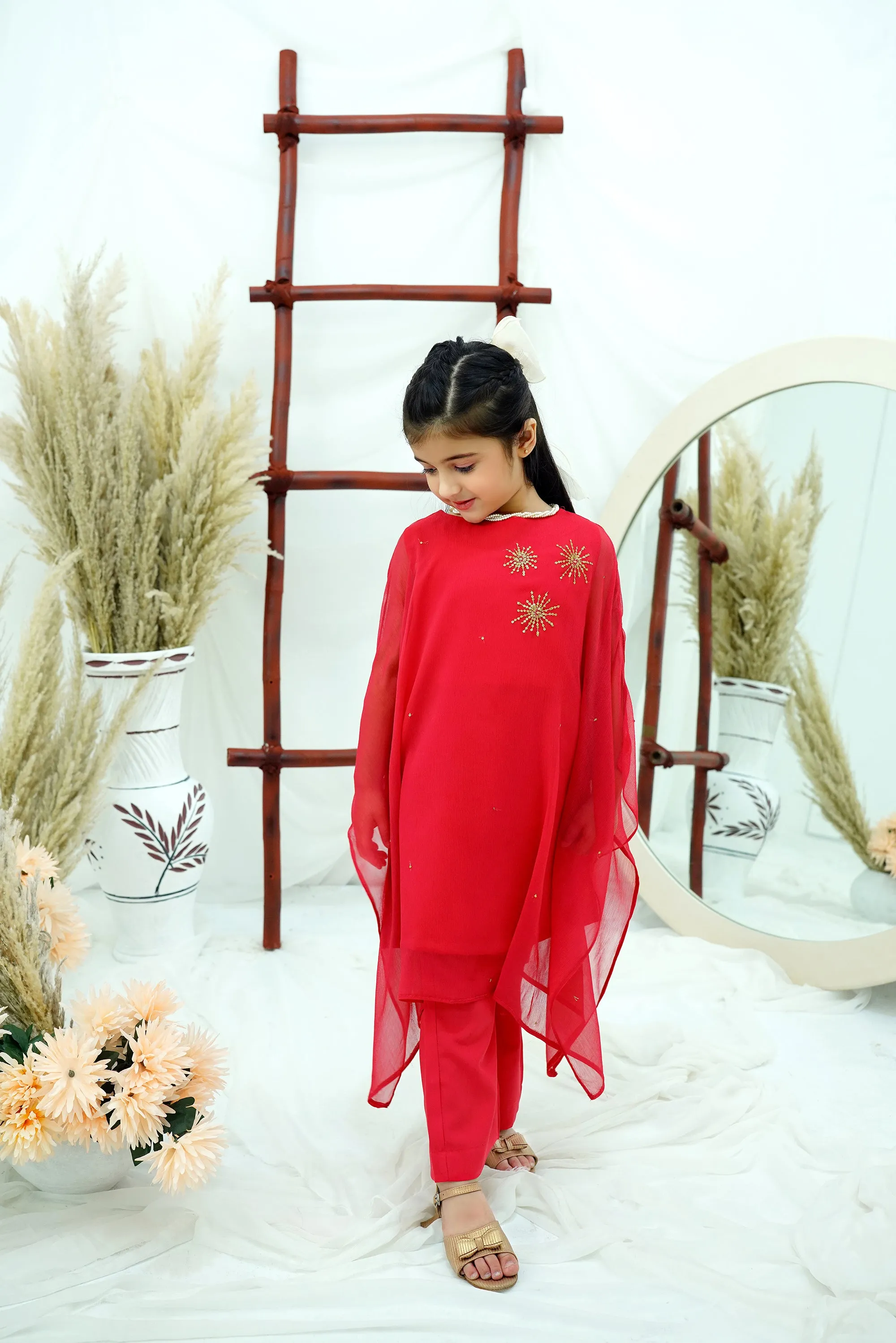 Fuchsia Embroidered Chiffon
