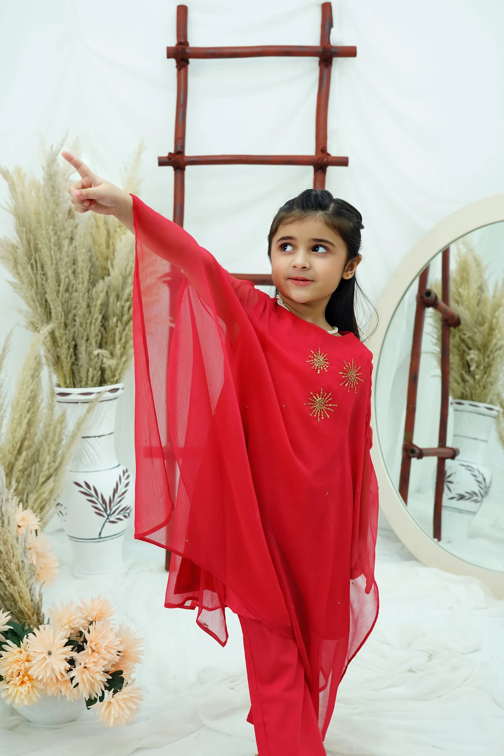 Fuchsia Embroidered Chiffon