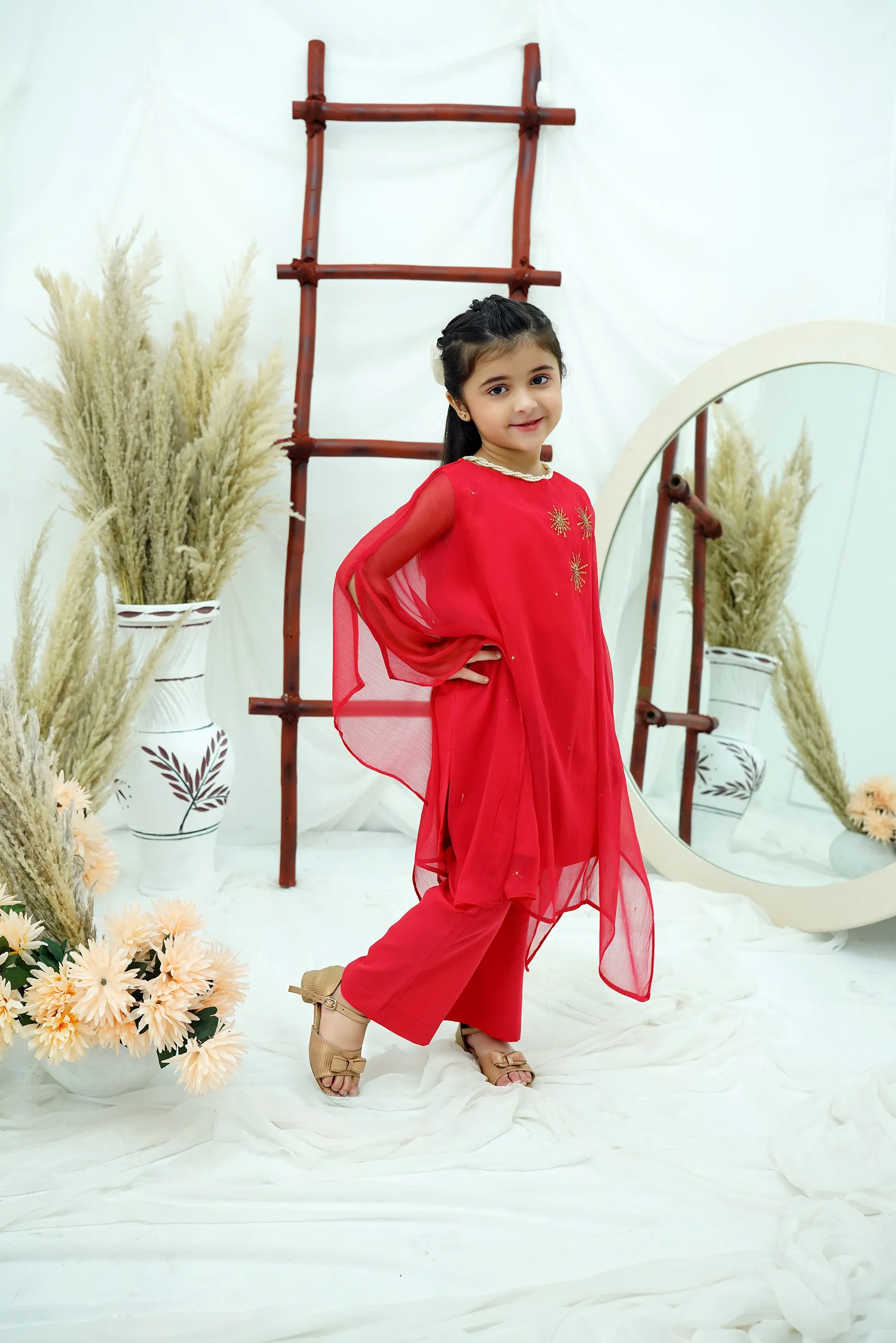 Fuchsia Embroidered Chiffon