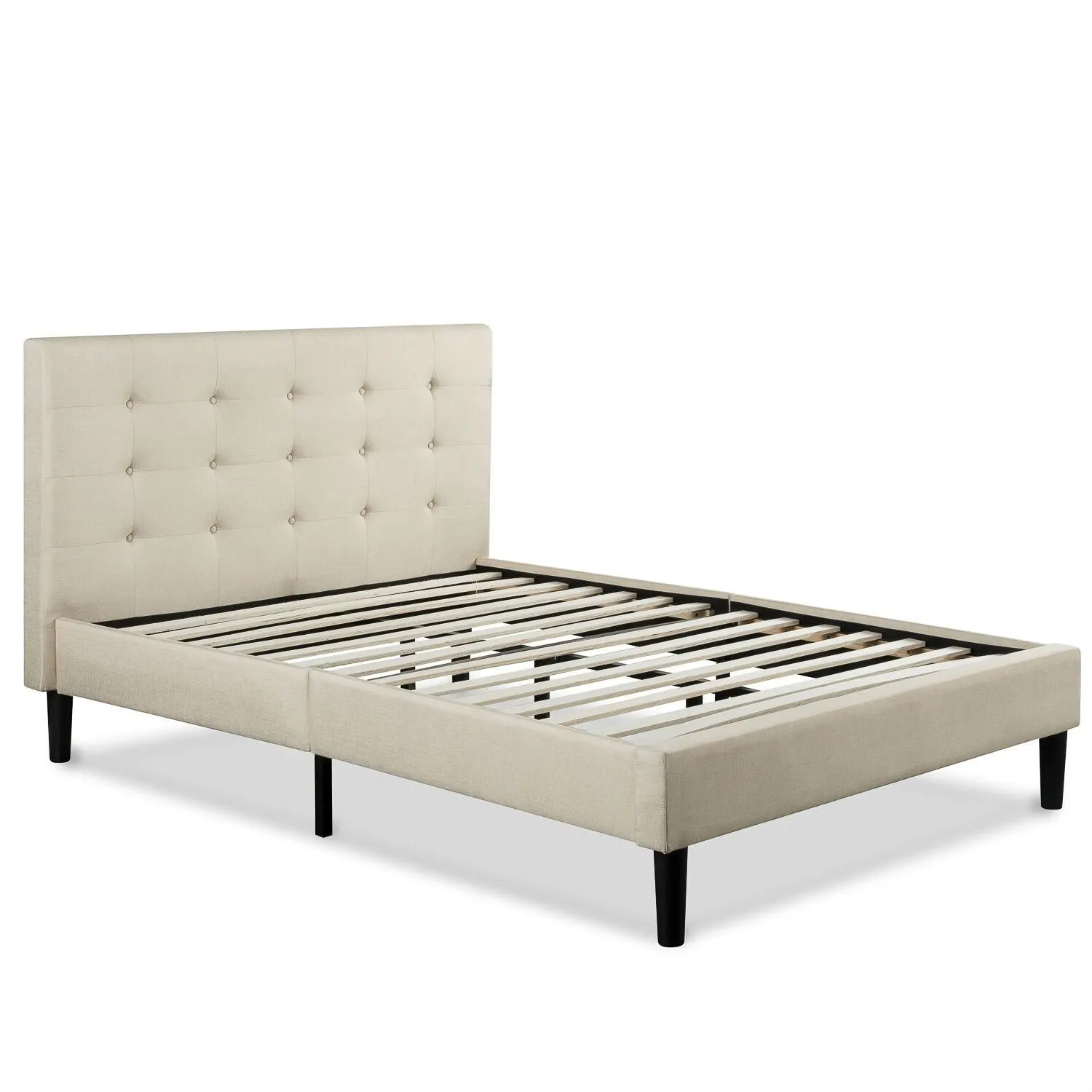 Full size Taupe Beige Upholstered Platform Bed Frame with Headboard