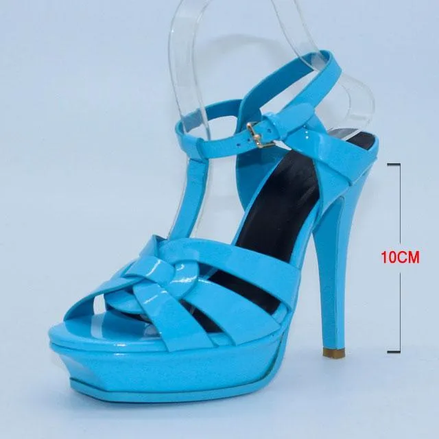 Genuine Leather High Heel Sandals Women Heels