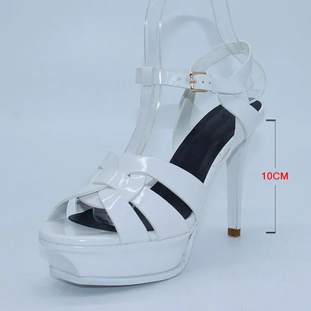 Genuine Leather High Heel Sandals Women Heels