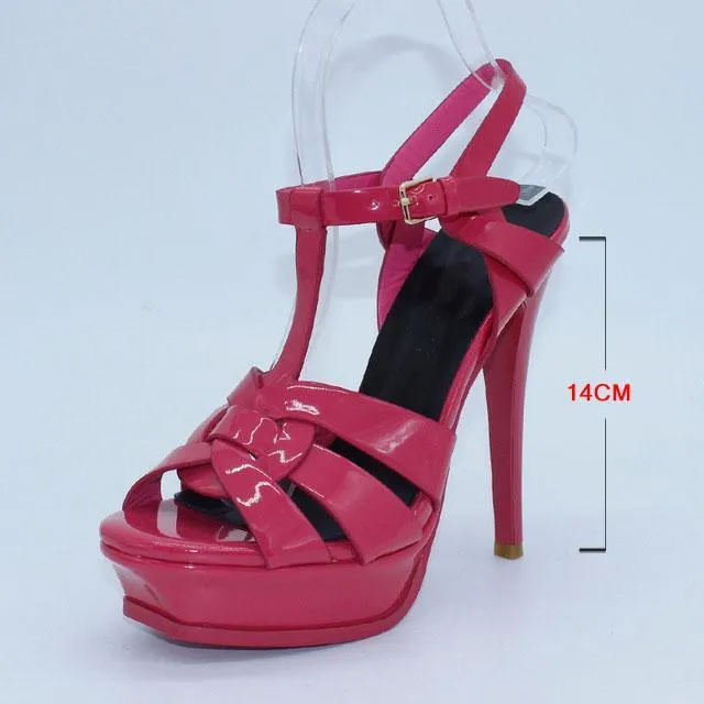 Genuine Leather High Heel Sandals Women Heels