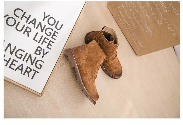 Genuine Leather Women Martin Boots 2020 New Spring Suede Pigskin Women Booties Lace Up Women Ankle Boots