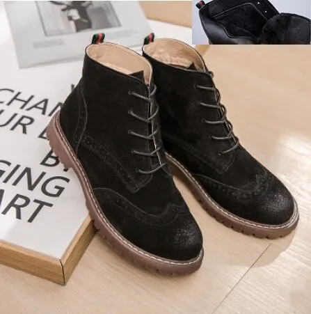 Genuine Leather Women Martin Boots 2020 New Spring Suede Pigskin Women Booties Lace Up Women Ankle Boots