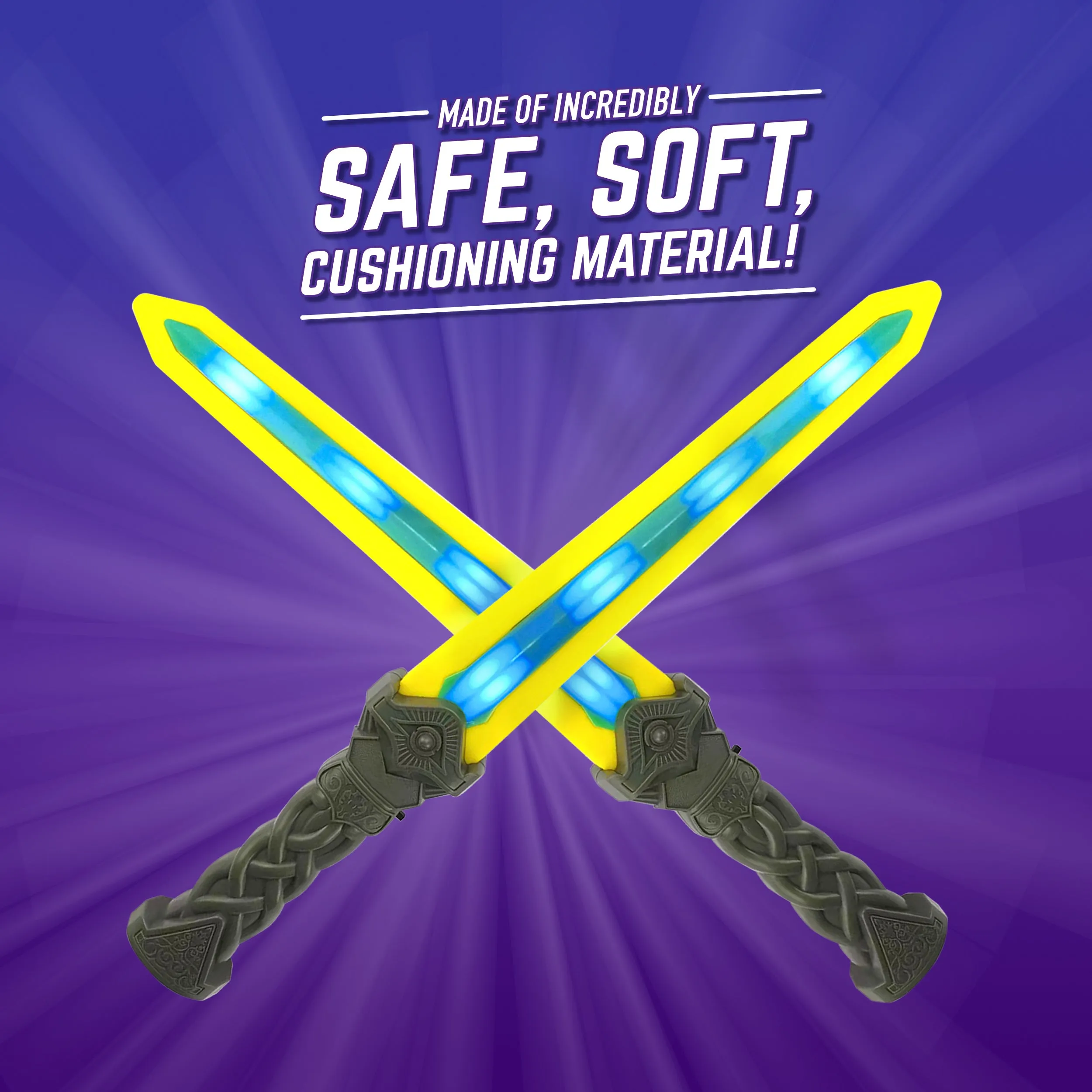 GeoSword 18-inch Dueling Gladiator Play Swords with LED Lights & Movement-Activated Battle Sounds