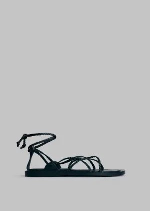Gladiator Rope Sandal in Leather - Black