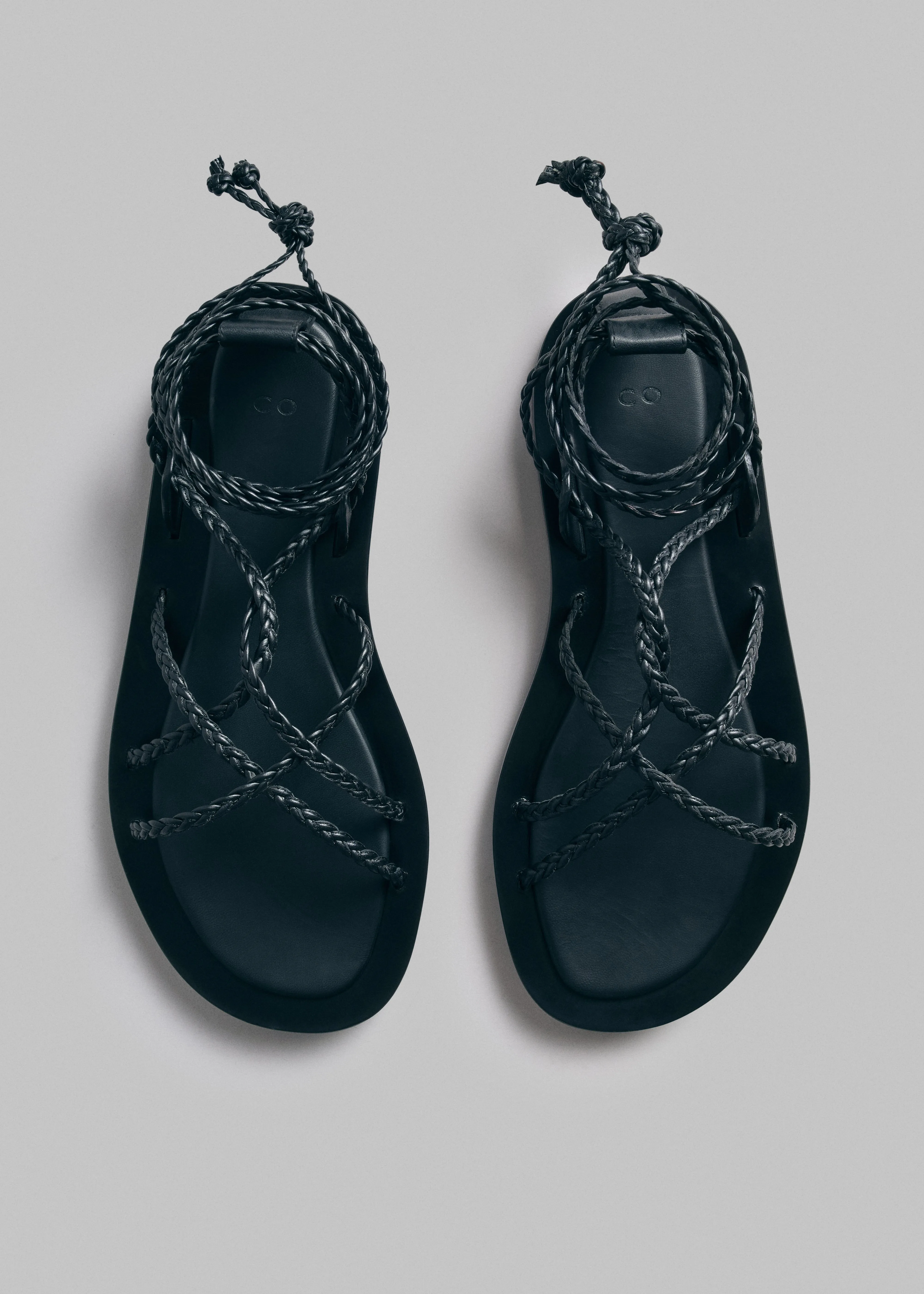 Gladiator Rope Sandal in Leather - Black