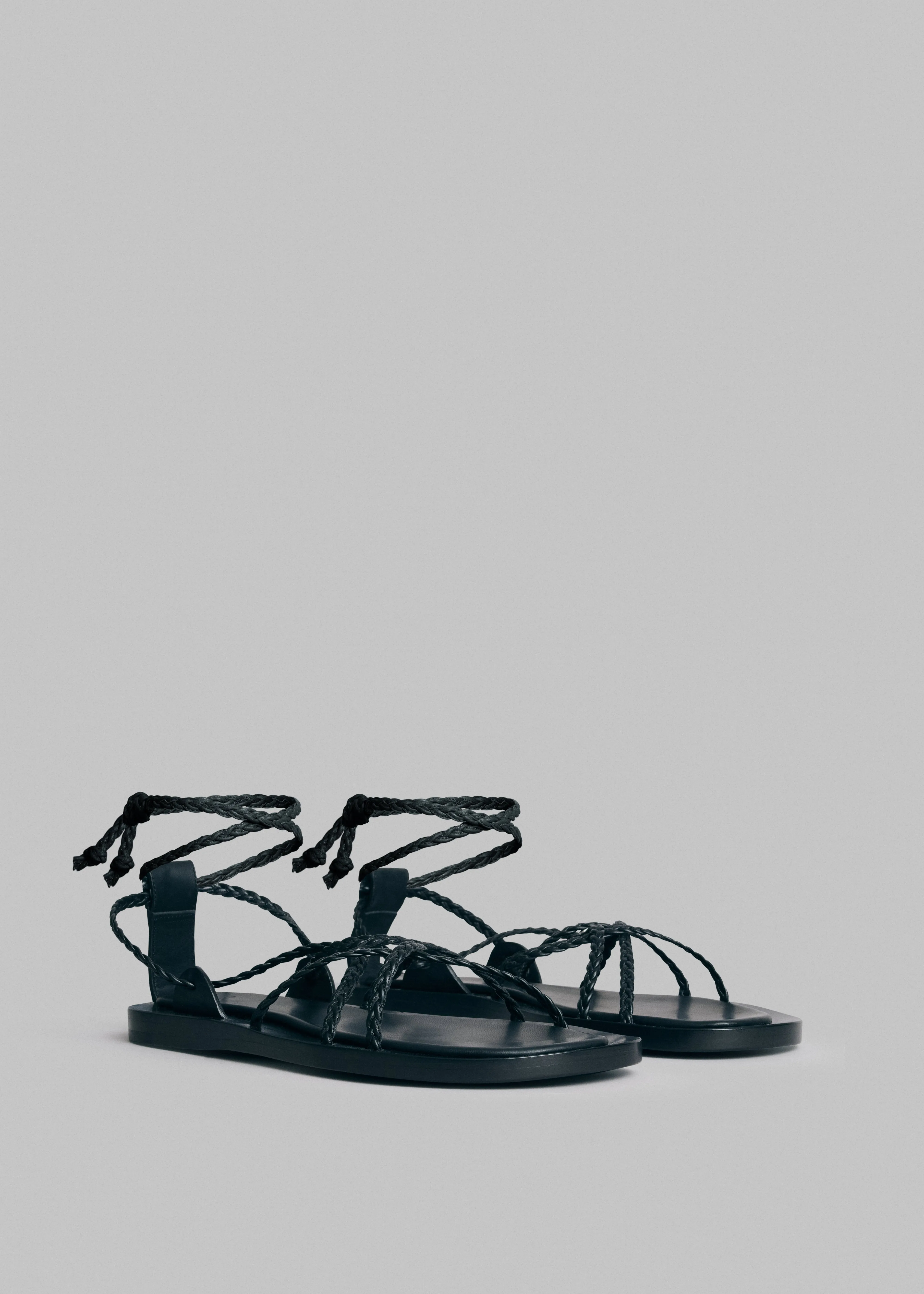 Gladiator Rope Sandal in Leather - Black