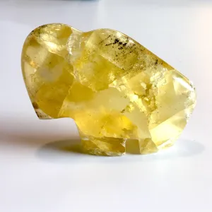 Golden Grass Fluorite Buffalo Carving
