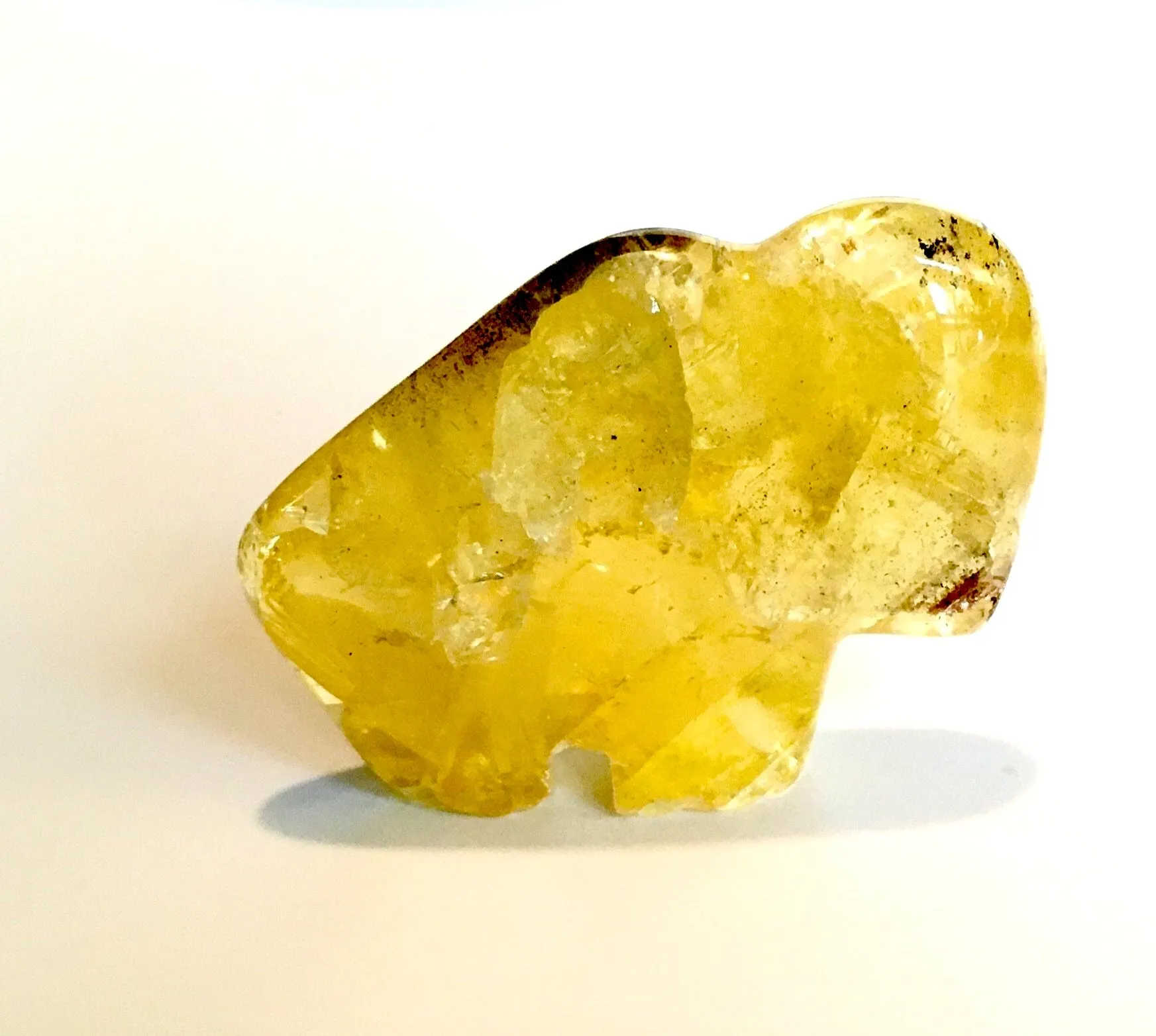 Golden Grass Fluorite Buffalo Carving