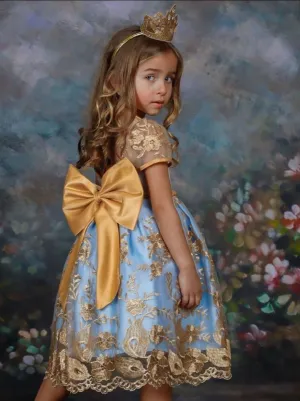 Golden Princess Floral Lace Sheer Dress
