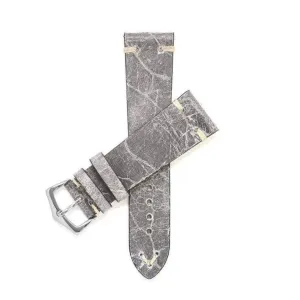 Grey Leather Vintage Watch Strap - Grey color