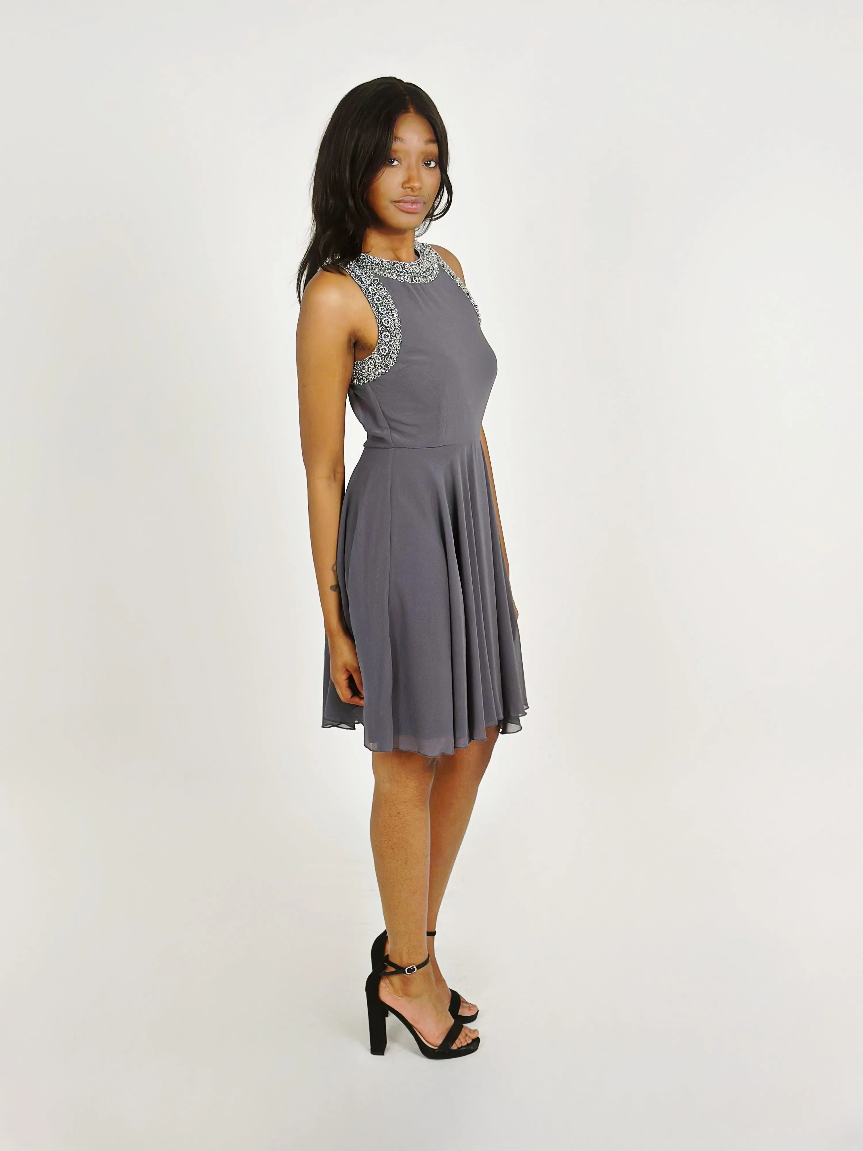 Grey skater Mini Dress