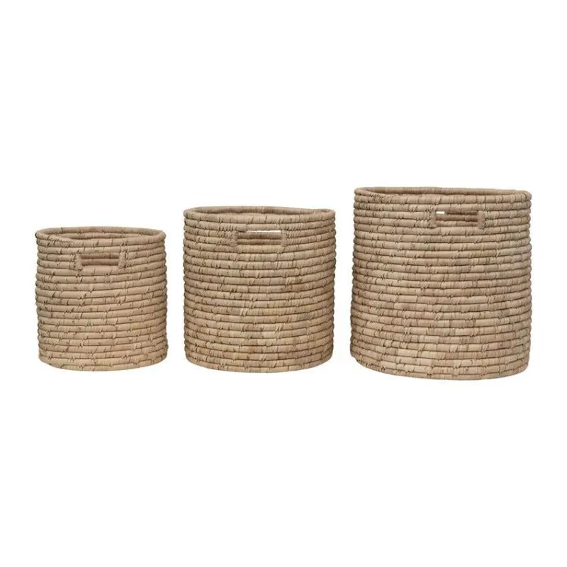 Hand-Woven Grass Baskets with Handles (3 Sizes)